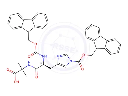 Chemical structure of Semaglutide impurity 244(Fmoc-His(Fmoc)-Aib-OH)