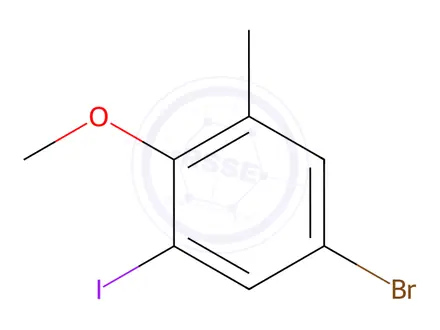 Chemical structure of Benzene, 5-bromo-1-iodo-2-methoxy-3-methyl-
