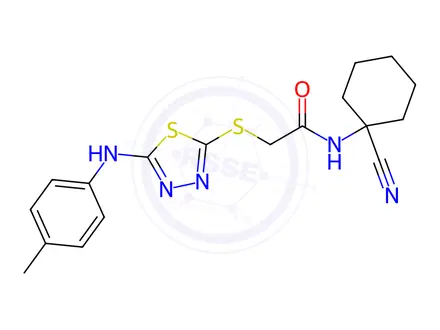 Chemical structure of N-(1-Cyanocyclohexyl)-2-((5-(p-tolylamino)-1,3,4-thiadiazol-2-yl)thio)acetamide