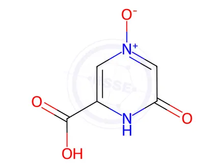 Chemical structure of 1,6-dihydro-6-oxo-2-pyrazinecarboxylic acid 4-oxide