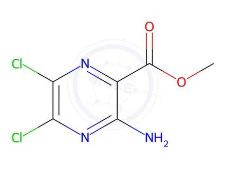 Chemical structure of 3-Amino-5,6-dichloro-2-pyrazinecarboxylic Acid Methyl Ester