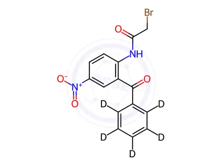 Chemical structure of 5-Nitro-2-(bromoacetamido)benzophenone-d5