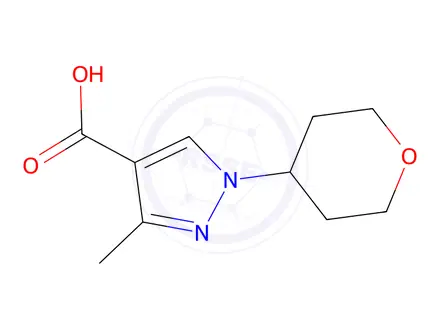 Chemical structure of 3-methyl-1-(oxan-4-yl)-1H-pyrazole-4-carboxylic acid