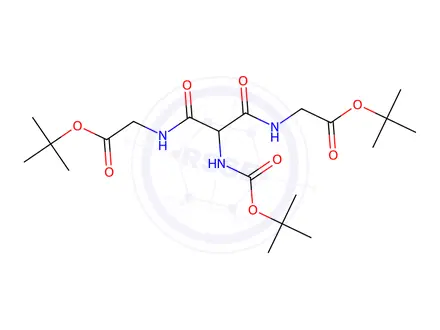 Chemical structure of N-Boc-aminomalamido-N,N’-Diacetic di-tert-Butyl Ester