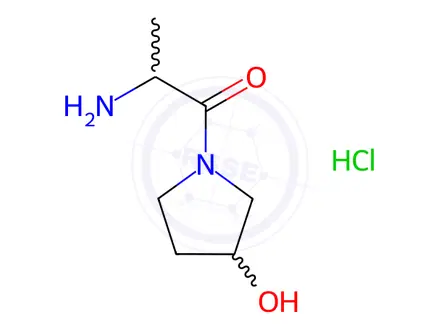Chemical structure of 2-Amino-1-(3-hydroxy-1-pyrrolidinyl)-1-propanonehydrochloride