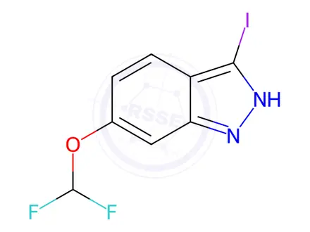 Chemical structure of 6-(Difluoromethoxy)-3-iodo-1H-indazole