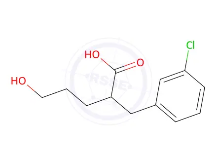 Chemical structure of 2-[(3-chlorophenyl)methyl]-5-hydroxypentanoic acid