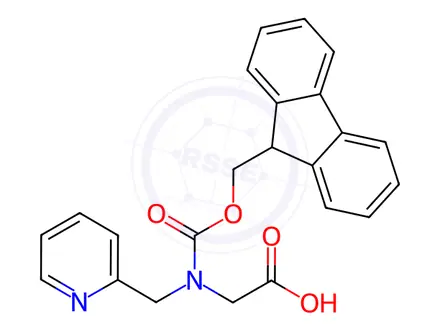 Chemical structure of N-(((9H-fluoren-9-yl)methoxy)carbonyl)-N-(pyridin-2-ylmethyl)glycine