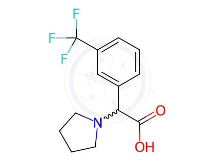 Chemical structure of 2-(Pyrrolidin-1-yl)-2-(3-(trifluoromethyl)phenyl)acetic acid