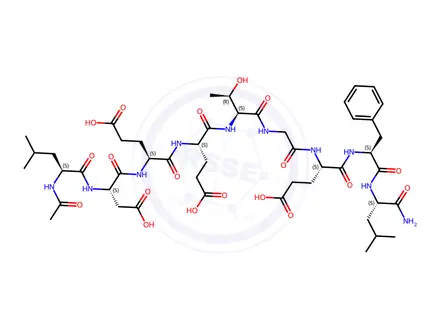 Chemical structure of (3S,6S,9S,12S,18S)-3-((S)-2-Acetamido-4-methylpentanamido)-18-(((S)-1-(((S)-1-amino-4-methyl-1-oxopentan-2-yl)amino)-1-oxo-3-phenylpropan-2-yl)carbamoyl)-6,9-bis(2-carboxyethyl)-12-((R)-1-hydroxyethyl)-4,7,10,13,16-pentaoxo-5,8,11,14,17-pentaazahenicosanedioic Acid