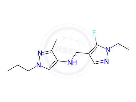 Chemical structure of N-[(1-ethyl-5-fluoro-1H-pyrazol-4-yl)methyl]-3-methyl-1-propyl-1H-pyrazol-4-amine