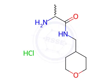 Chemical structure of 2-Amino-N-((tetrahydro-2H-pyran-4-yl)methyl)propanamide hydrochloride