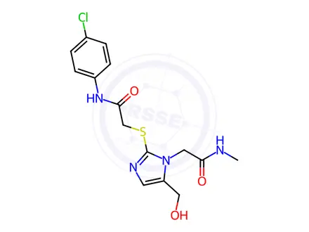 Chemical structure of N-(4-Chlorophenyl)-2-((5-(hydroxymethyl)-1-(2-(methylamino)-2-oxoethyl)-1H-imidazol-2-yl)thio)acetamide