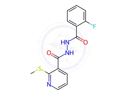 Chemical structure of N'-(2-Fluorobenzoyl)-2-(methylthio)nicotinohydrazide