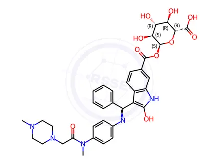 Chemical structure of Nintedanib Demethyl-O-Glucuronide