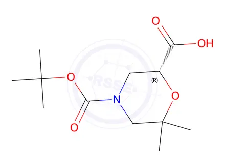 Chemical structure of (R)-4-(tert-Butoxycarbonyl)-6,6-dimethylmorpholine-2-carboxylic Acid