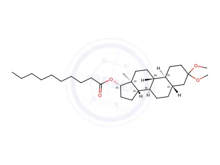 Chemical structure of (5S,8R,9R,10S,13S,14S,17S)-3,3-dimethoxy-13-methylhexadecahydro-1H-cyclopenta[a]phenanthren-17-yl decanoate
