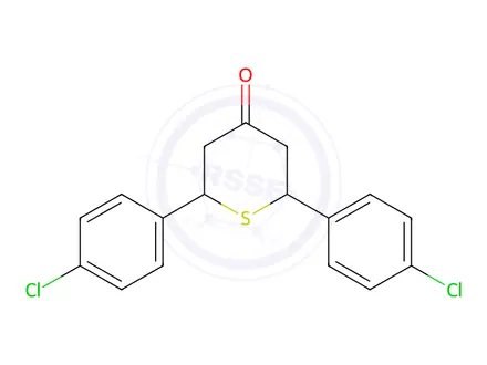 Chemical structure of 2,6-Bis-(4-chloro-phenyl)-tetrahydro-thiopyran-4-one