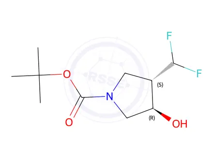 Chemical structure of tert-Butyl (3S,4R)-3-(difluoromethyl)-4-hydroxypyrrolidine-1-carboxylate