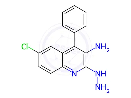 Chemical structure of 3-Amino-6-chloro-4-(4-pyridinyl)-2-quinolinone Hydrazone