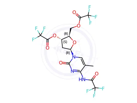 Chemical structure of 3'-O,5'-O-Bis(trifluoroacetyl)-2'-deoxy-5-methyl-N-(trifluoroacetyl)cytidine