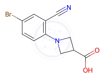 Chemical structure of 1-(4-bromo-2-cyanophenyl)azetidine-3-carboxylic acid