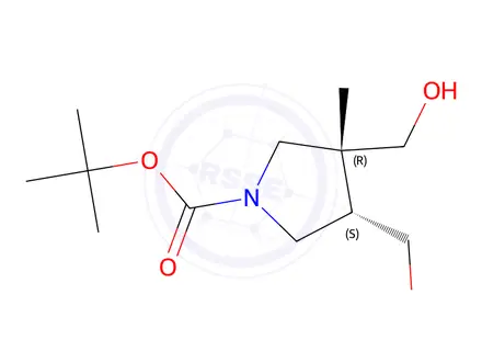 Chemical structure of Tert-butyl (3R,4S)-3,4-bis(hydroxymethyl)-3-methylpyrrolidine-1-carboxylate