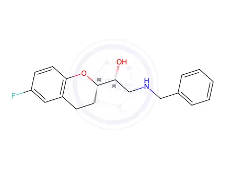 Chemical structure of rel-(R)-2-(Benzylamino)-1-((S)-6-fluorochroman-2-yl)ethan-1-ol
