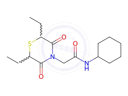Chemical structure of N-Cyclohexyl-2-(2,6-diethyl-3,5-dioxothiomorpholino)acetamide