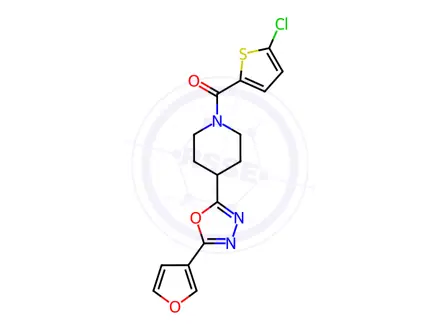 Chemical structure of (5-Chlorothiophen-2-yl)(4-(5-(furan-3-yl)-1,3,4-oxadiazol-2-yl)piperidin-1-yl)methanone