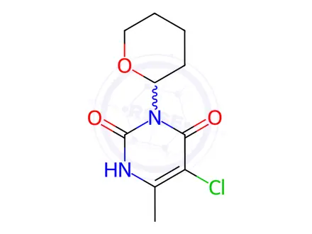 Chemical structure of 5-chloro-6-methyl-3-(tetrahydro-2H-pyran-2-yl)uracil