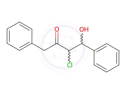 Chemical structure of 3-Chloro-4-hydroxy-1,4-diphenyl-2-butanone