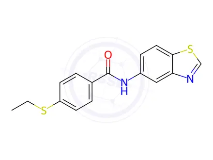 Chemical structure of N-(Benzo[d]thiazol-5-yl)-4-(ethylthio)benzamide