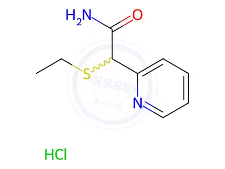 Chemical structure of Butyramide, 2-(2-pyridyl)thio-, hydrochloride