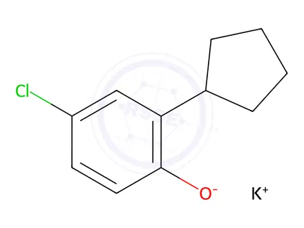 Chemical structure of 4-Chloro-2-cyclopentyl phenol, potassium salt