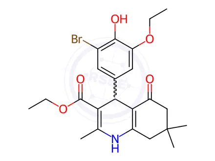 Chemical structure of Ethyl 4-(3-bromo-5-ethoxy-4-hydroxyphenyl)-2,7,7-trimethyl-5-oxo-1,4,5,6,7,8-hexahydroquinoline-3-carboxylate