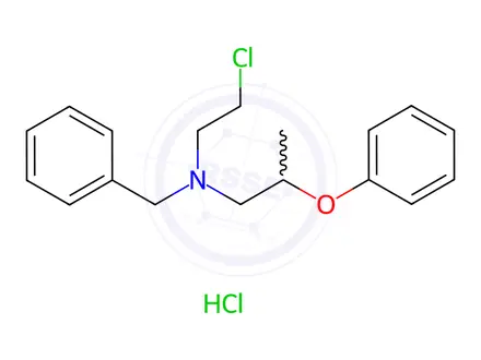 Chemical structure of N-Benzyl-N-(2-chloroethyl)-2-phenoxypropan-1-amine Hydrochloride