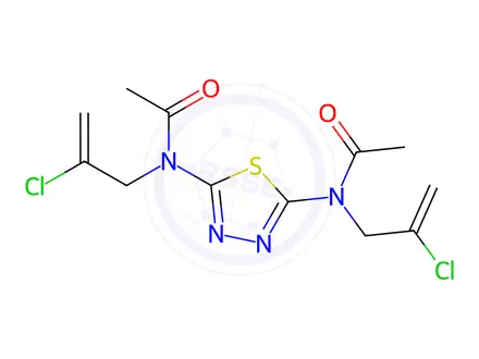 Chemical structure of N,N'-(1,3,4-Thiadiazole-2,5-diyl)bis(N-(2-chloroallyl)acetamide)