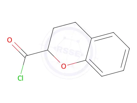 Chemical structure of 2H-1-Benzopyran-2-carbonylchloride,3,4-dihydro-,(2R)-(9CI)