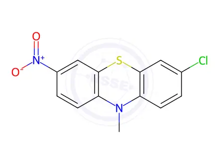Chemical structure of 3-Chloro-10-methyl-7-nitro-10H-phenothiazine