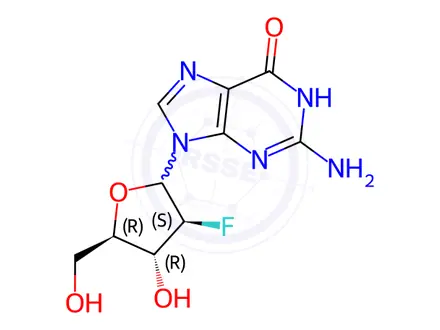 Chemical structure of 9-(2'-Deoxy-2'-fluoro-b-D-arabinofuranosyl)guanine