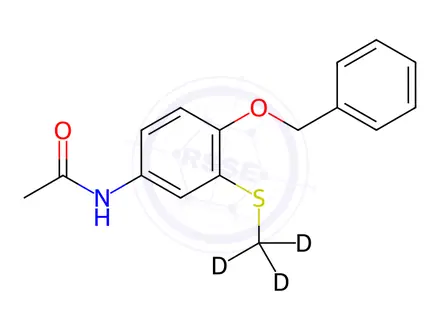 Chemical structure of O-Benzyl-S-(methyl-d3)-3-thioacetaminophen