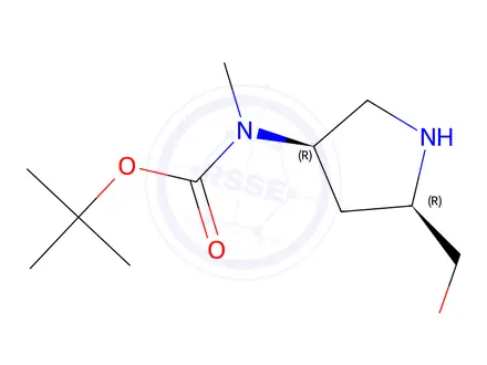 Chemical structure of Tert-butyl ((3R,5R)-5-(hydroxymethyl)pyrrolidin-3-yl)(methyl)carbamate