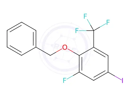 Chemical structure of Benzene, 1-fluoro-5-iodo-2-(phenylmethoxy)-3-(trifluoromethyl)-