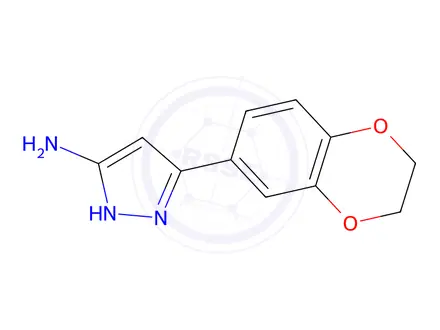 Chemical structure of 3-(2,3-dihydro-1,4-benzodioxin-6-yl)-1H-pyrazol-5-amine