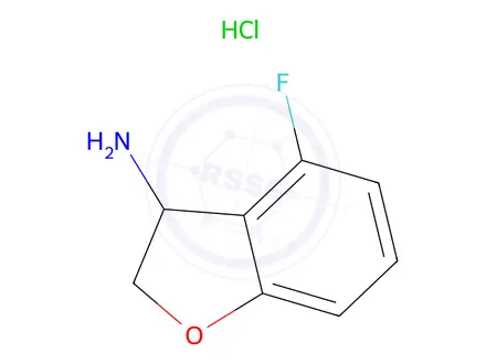 Chemical structure of 4-Fluoro-2,3-dihydro-1-benzofuran-3-amine hydrochloride