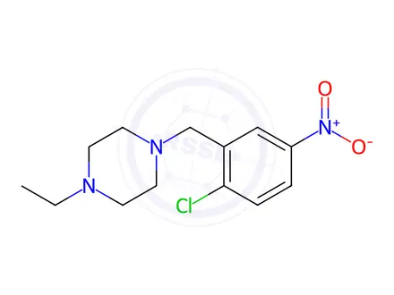 Chemical structure of Piperazine, 1-[(2-chloro-5-nitrophenyl)methyl]-4-ethyl-