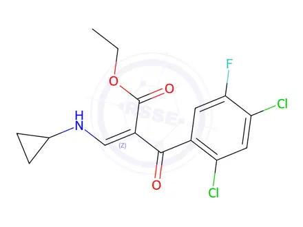 Chemical structure of ethyl(Z)-3-(cyclopropylamino)-2-(2,4-dichloro-5-fluorobenzoyl)acrylate