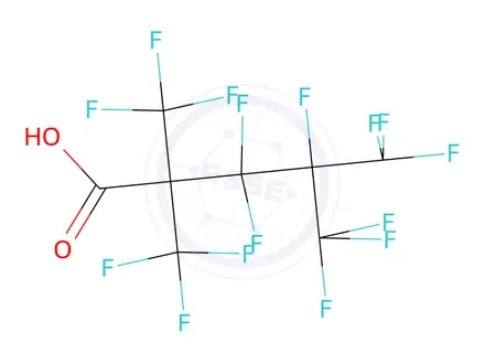 Chemical structure of Pentanoic acid, 3,3,4,5,5,5-hexafluoro-2,2,4-tris(trifluoromethyl)-