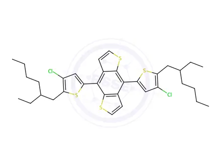 Chemical structure of 4,8-Bis(4-chloro-5-(2-ethylhexyl)thiophen-2-yl)benzo[1,2-b:4,5-b']dithiophene